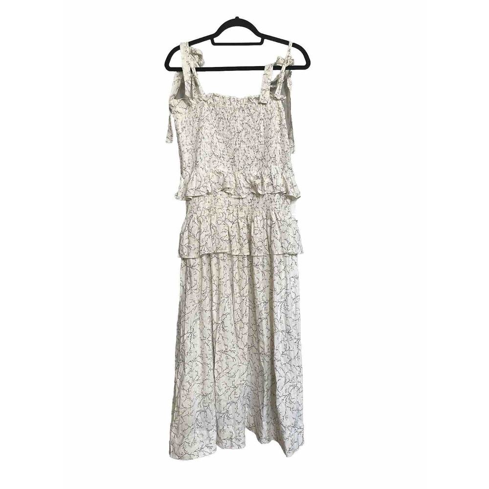 House of Harlow 1960 Dress Ruffle Maxi Linen Blend Sz XL Cottage Core Floral